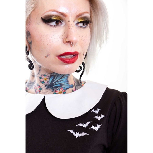 Sourpuss Ghoul Trouble round collar bats goth dress - Picture 3 of 12